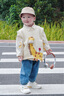 G.DUCKKIDS小黃鴨男童春秋季套裝新款嬰幼兒童衣服男寶寶毛衣馬甲小童休閑褲 米色 80 尺碼7-11月建議寶寶75-85cmcm 曬單實(shí)拍圖
