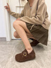 妙麗（Millies）品牌高奢樂福鞋內(nèi)增高真皮時尚女鞋2025夏季新款百搭透氣兩穿單鞋 棕色 37 (235mm)  標(biāo)準碼 曬單實拍圖
