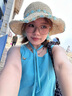 迪淑琪草帽女沙灘大檐帽俏皮淑女風蕾絲蝴蝶結(jié)波浪邊夏天海邊度假遮陽帽 米色-藍花 M（56-58cm） 曬單實拍圖