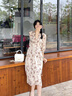 玖姿·安娜蔻100%桑蠶絲氣質(zhì)印花真絲收腰連衣裙女2025夏季新款 花杏色 S 曬單實(shí)拍圖