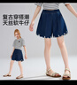 ASK JUNIOR兒童褲子25夏季短褲青少年天絲牛仔褲女大童透氣花邊中褲五分褲 曬單實(shí)拍圖