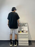 倉石一樹 KAZUKI KURAISHI潮牌韓版休閑短褲男士2025夏季簡約時尚寬松壓花五分褲潮 白色 3XL 曬單實拍圖
