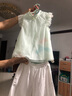 戴維貝拉兒童國(guó)風(fēng)九分褲套裝女童兩件套中大童新中式夏裝 曬單實(shí)拍圖