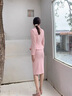 艾尚臣時尚職業(yè)套裝女高級感粉色西裝氣質(zhì)女神范職業(yè)裝藝考生主持工作服 奶油粉西裝+半裙 送胸針 M 曬單實拍圖