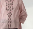 EIN言法式文藝玉蘭花十字繡小立領(lǐng)八分微燈籠袖襯衫女上衣夏新款 煙粉 S 曬單實(shí)拍圖