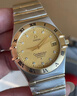 【二手99新】歐米茄(OMEGA)正品星座系列國檢鑒定男表35mm鋼間金原鑲鉆自動機械男士手表腕表 123.20.35.20.58.001黃金金盤鉆刻 35mm 曬單實拍圖