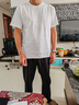 戰浩【2件】純棉短袖t恤男夏季衣服圓領(lǐng)半袖寬松白上衣純色打底衫體恤 白色+黑色 L 建議【110-130斤】 曬單實(shí)拍圖