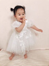 雙魚(yú)兔洋氣女寶寶周歲禮服韓版高公主裙嬰幼兒生日婚紗花童禮服蓬蓬裙 白色 80 cm 曬單實(shí)拍圖