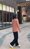 NICOLEJOLIE100%純棉2025夏季新款女針織T恤衫條紋寬松毛衣圓領(lǐng)長(zhǎng)袖拼色上衣 橘色 JXSDY-BM859 XL 曬單實(shí)拍圖
