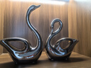 貝漢美（BHM） 創(chuàng  )意陶瓷小擺件工藝品 家居客廳電視柜玄關(guān)酒柜裝飾品結婚禮物 情侶天鵝擺件（鍍銀一對） 曬單實(shí)拍圖