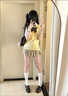 夢(mèng)琪嵐正版日系千金套裝女JK制服套裝格裙套頭背心馬甲女學(xué)院校供軟妹 四件套#黃色背心+小杏中裙+短袖 M 建議90-105斤 曬單實(shí)拍圖