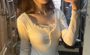 妙奕嘉假兩件碎花蕾絲夏季打底衫女可外穿純欲修身長袖上衣洋氣內(nèi)搭春季 碎花假兩件打底衫 L 【建議105-120斤】 曬單實拍圖