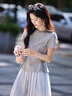 尚靜短袖t恤女25年夏新女裝簡(jiǎn)約風(fēng)明線裝飾拼接下擺收腰小個(gè)子上衣女 曬單實(shí)拍圖