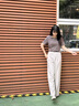 法貝莎品牌含亞麻高級(jí)感時(shí)髦套裝女2025夏季新款寬松休閑顯瘦上衣兩件套 咖色+花卡其 M 曬單實(shí)拍圖