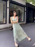 蕓蕁裙子女夏季2025新款韓系甜美度假吊帶夏季溫柔感多巴胺不規(guī)則下擺 連衣裙[送頭巾] L 曬單實拍圖