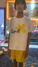 流貝女童夏裝套裝新款兒童服裝中大童衣服6-12歲女孩短袖短褲兩件套 黃色 150 建議身高145cm左右 曬單實(shí)拍圖