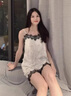 莫代爾情侶睡衣夏季薄款純棉吊帶睡裙女性感可愛夏天男士短袖可外穿套裝 HC6863【情侶套裝】 女M+男L 曬單實(shí)拍圖