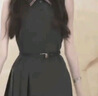 UR2025夏季新款女裝學(xué)院風(fēng)壓褶Polo領(lǐng)無(wú)袖連衣裙UYU750063 深灰 S 曬單實(shí)拍圖