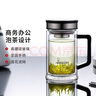希諾（HEENOOR）雙層玻璃杯男士耐熱防燙帶把帶手柄商務(wù)辦公玻璃水杯過濾茶杯子 時尚拉絲杯蓋-不銹鋼部件420ml 曬單實(shí)拍圖