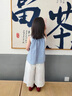 沐霓 女童格子套裝無(wú)袖上衣闊腿褲夏季薄款韓版洋氣休閑兩件套新款 藍格子上衣+提花闊腿褲 110cm 曬單實(shí)拍圖