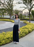 茵曼萊賽爾棉原色條紋翻邊闊腿牛仔褲2025秋季女裝新款寬松褲子 牛仔藍(lán) 26 曬單實(shí)拍圖