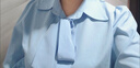佐敘小眾襯衣法式上衣港風夏季蝴蝶結時尚短袖白襯衫女甜美垂感襯衣 藍色 M (90-100斤） 曬單實拍圖