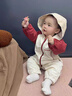 迪士尼（Disney）嬰兒連體衣春裝洋氣男寶寶衣服春季新款小月齡連帽哈衣爬服 米紅拼色 66cm (建議5-14斤) 曬單實拍圖