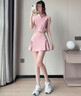 袋鼠（DaiShu）休閑運動(dòng)套裝女2025新款速干跑步健身衣瑜伽服彈力羽毛球網(wǎng)球短裙 套裝櫻花粉+桃粉 M 曬單實(shí)拍圖
