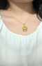 中國(guó)黃金（CHINA GOLD）黃金項(xiàng)鏈女士足金平安鎖吊墜長(zhǎng)命鎖七夕情人節(jié)禮物送女友老婆 祥云鎖吊墜約1.2g*配銀鏈 曬單實(shí)拍圖