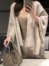 GIAVENTOLA羊毛大披肩女士外搭空調(diào)房毯子生日禮物送媽媽長輩老人母親節(jié)實(shí)用 灰白 曬單實(shí)拍圖