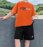 特步（XTEP）兒童運(yùn)動(dòng)套裝夏季短袖短褲兩件套冰絲速干2025新款6-16歲男童夏裝 橘T黑褲 160 曬單實(shí)拍圖