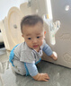 G. DUCKKIDS小黃鴨嬰兒衣服爬行服夏季拖地裝寶寶爬爬服兒童連體衣擦地板防臟 麻灰色短袖9分褲薄 夏 （送護(hù)肘 90cm 90碼（身高75-83厘米，19- 曬單實(shí)拍圖