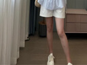 婧麒（JOYNCLEON）孕婦短褲外穿夏季薄款純棉白色牛仔褲托腹褲女夏天褲子孕婦裝 米白【云感舒適 A字廓形】 M 曬單實拍圖