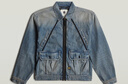 G-STAR RAW25年春季新品Coach牛仔外套拉鏈門(mén)襟大口袋時(shí)髦工裝夾克D26180 藍色 XL 曬單實(shí)拍圖