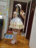 閃動(dòng)少女（SHANDONGSHAONV）洛麗塔lolita公主風(fēng)掛脖吊帶短裙蓬蓬裙蘿莉 杏藍粉吊帶+拖尾(+圍脖) M (85斤100斤) 曬單實(shí)拍圖