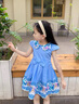 G.DUCKKIDS童裝女童連衣裙4兒童夏裝5短袖6中大童7夏季8小女孩9公主純棉裙子 藍色 130 (建議身高115-125cm 曬單實(shí)拍圖