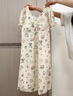另約云朵棉睡裙女夏季短袖可愛寬松女士睡衣帶胸墊一體孕婦家居服夏天 2102 卡通小貓【帶胸墊】 L 曬單實(shí)拍圖
