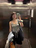港風假兩件掛脖吊帶背心女夏季修身顯瘦設計感撞色百搭潮流上衣服 灰色 M 曬單實拍圖