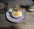 陶羽仿宋汝窯鎏銀蝶戀花壺承干泡臺(tái)茶承儲(chǔ)水禪意家用茶托盤(pán)陶瓷壺托 仿宋汝窯「紫汝鎏銀蝶戀花」壺承 曬單實(shí)拍圖