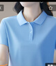 語縵冰絲女夏翻領(lǐng)短袖t恤女運(yùn)動(dòng)polo衫帶領(lǐng)T恤媽夏季女士有領(lǐng)半袖潮 天藍(lán) XL(105-120斤) 曬單實(shí)拍圖