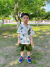 G.DUCKKIDS小黃鴨童裝男童夏裝套裝2025新款中小童夏季短袖男寶寶夏天衣服 綠色套裝 120 (建議105-115cm 4-5.2周歲) 曬單實(shí)拍圖