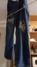 大碼胖妹妹復古破洞直筒牛仔褲女春秋寬松顯瘦高腰哈倫老爹闊腿褲 藍色 5XL 曬單實(shí)拍圖