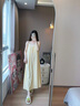 黛夢(mèng)思   DAMOS·LOVE性感吊帶睡裙女夏季涼感爽棉薄款帶胸墊女式家居服簡(jiǎn)約清新睡衣女 杏色-25387 M -女/身高155-161,體重80-105 曬單實(shí)拍圖