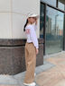 優(yōu)優(yōu)1點（Yoyo one）女童褲子春秋裝兒童闊腿褲白色春秋童裝長褲女大童運動衛(wèi)褲 15046淺灰色【春秋不加絨】 150 曬單實拍圖