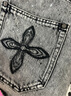 SMFK十字花手繪牛仔短褲刺繡潑墨設(shè)計直筒褲顯瘦經(jīng)典款PS002LG 風(fēng)暴灰 2 曬單實拍圖