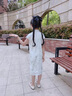 莫代爾綠色女童旗袍夏季薄款清新中國風連衣裙小女孩走秀古箏演出服日常 淺綠色 150 (3XL) 150 曬單實拍圖