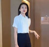 韓曼柯（HANMANKE）白色襯衫女夏季短袖單上衣免燙抗皺日常通勤透氣休閑職業(yè)女裝襯衣 曬單實(shí)拍圖