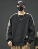 頭號青年衛衣男秋冬季高街寬松圓領(lǐng)加肥大碼胖子厚長(cháng)袖T恤上衣服 黑 3XL 曬單實(shí)拍圖