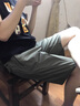 羅蒙（ROMON）夏季高端男士純棉五分褲寬松休閑短褲薄款直筒中褲大碼松緊腰褲子 土黃色  3XL 建議150斤-165斤 曬單實(shí)拍圖
