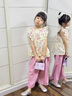 皮爾卡丹（pierre cardin）童裝女童夏季套裝2025新款兒童飛袖娃娃衫碎花上衣闊腿褲兩件套潮 粉色 160 尺碼13~14歲【150-160cm】 曬單實(shí)拍圖